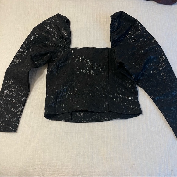 H&M Puff Sleeve Square Neck Shimmer Top - Picture 4 of 7